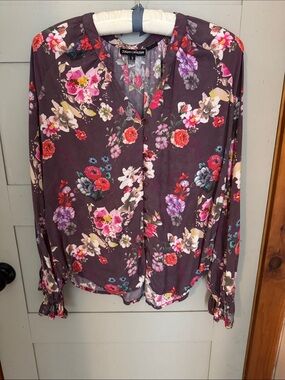 Tolani Collection 100% Modal Button Down Floral Shirt Size S